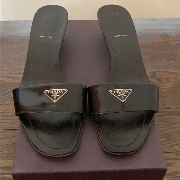 Prada Shoes - AUTHENTIC PRADA SLIDES BLACK LEATHER SIZE 41 10